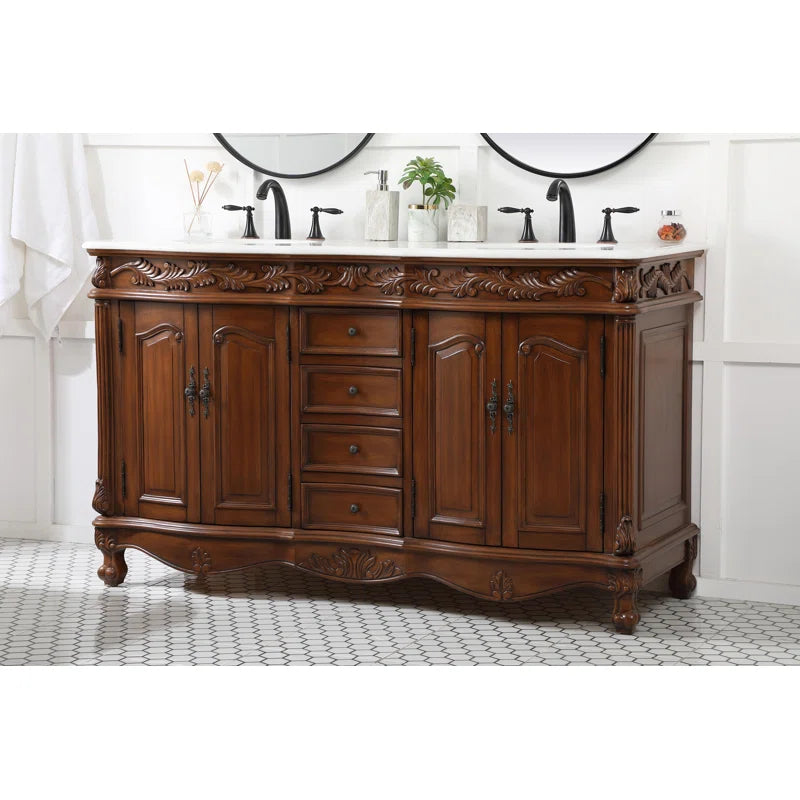 Mannie 60'' Double Bathroom Vanity with Engineered Marble Top
