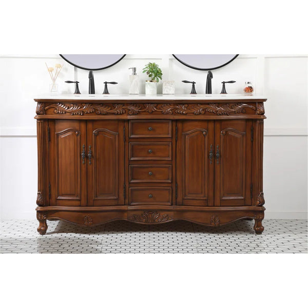 Mannie 60'' Double Bathroom Vanity with Engineered Marble Top