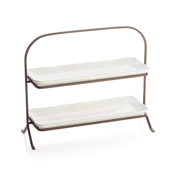 Marin White 2-Tier Server with Plates