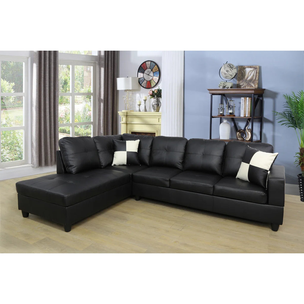 Mavretta 103.5" Faux Leather Sectional Black