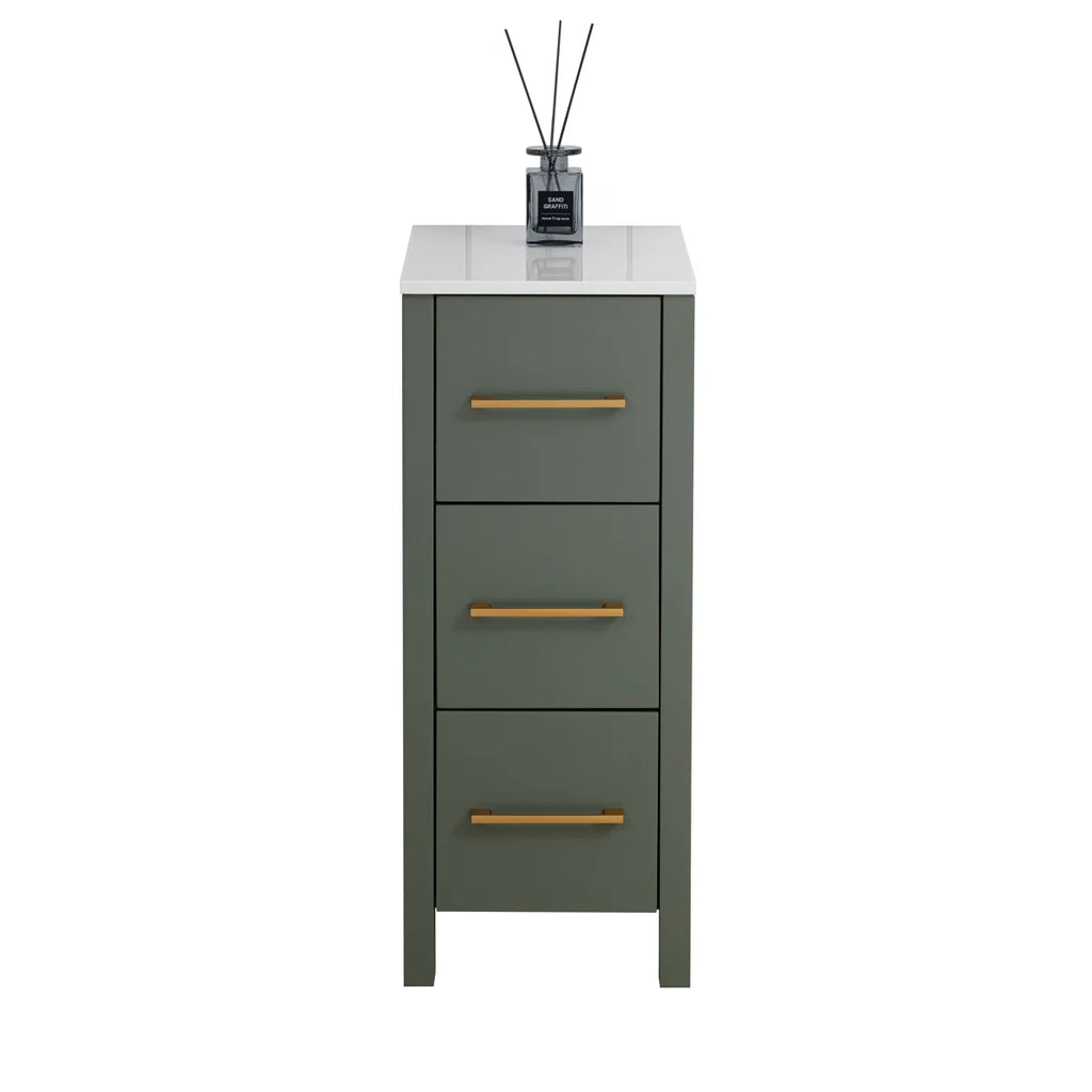Mitesh 12'' Single Bathroom Vanity with Engineered Marble Top - Vintage Green