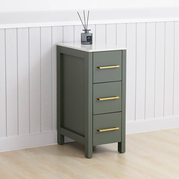 Mitesh 12'' Single Bathroom Vanity with Engineered Marble Top - Vintage Green
