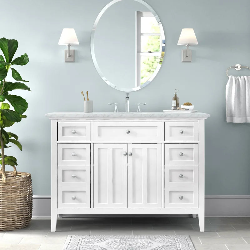 Park Avenue 48" Single Bathroom Vanity Carrara White Marble
