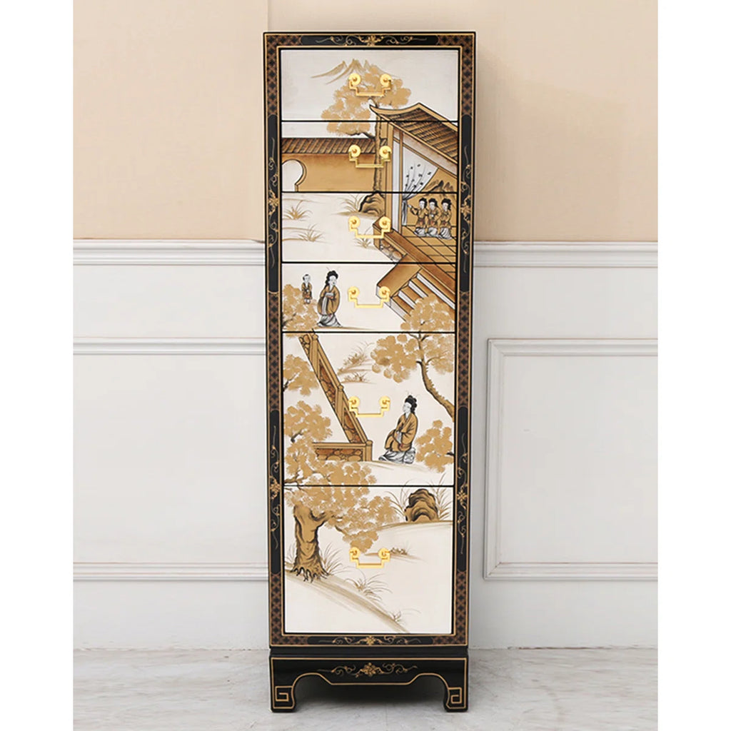 New Chinese Style Solid Wood Painted Accent Cabinet