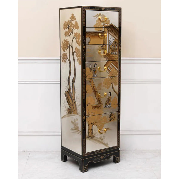New Chinese Style Solid Wood Painted Accent Cabinet