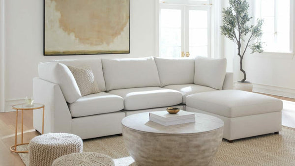 Porter 3-Piece & Ottoman Modular Sectional Cream