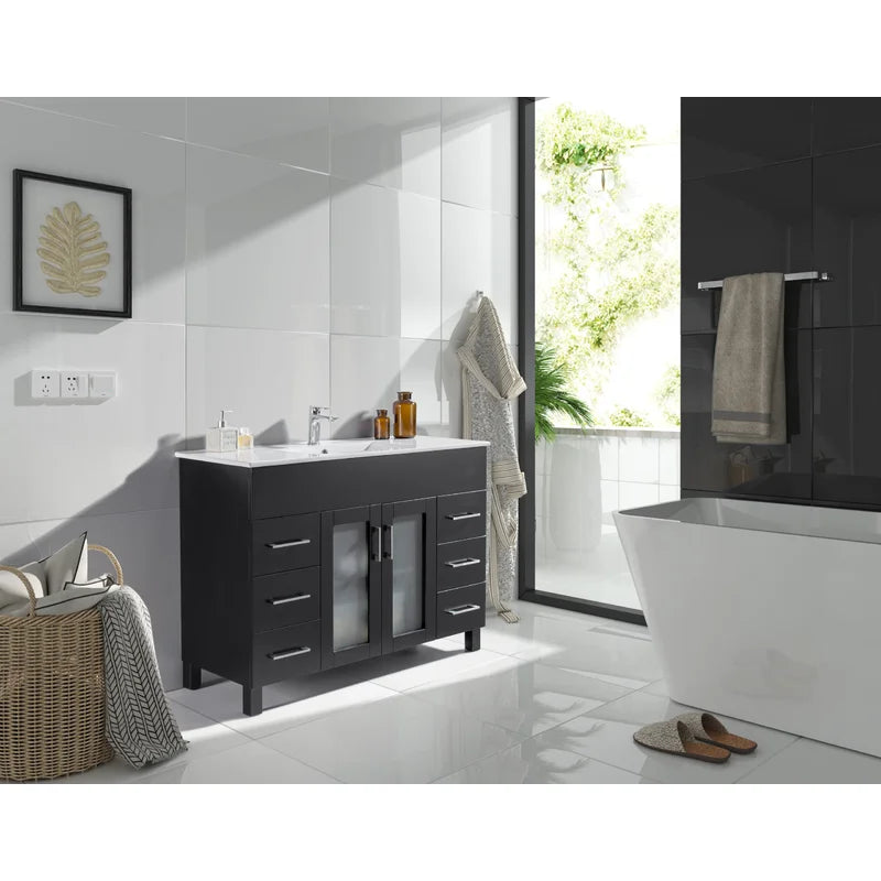 Nova 47" Espresso Single Bathroom Vanity with Ceramic Top