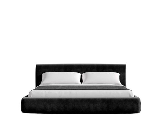 Lea King Bed - Black Plush Velvet