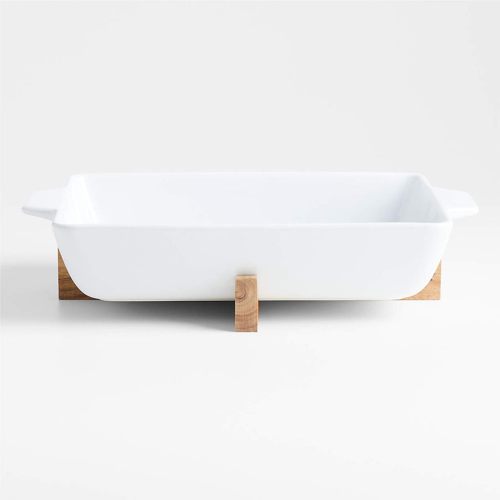Oven-to-Table Rectangle Baking Dish with Acacia Wood Trivet