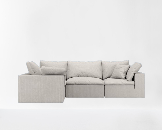 Cloud-Soft Comfort L-Shaped Sofa Corduroy Comet Ivory