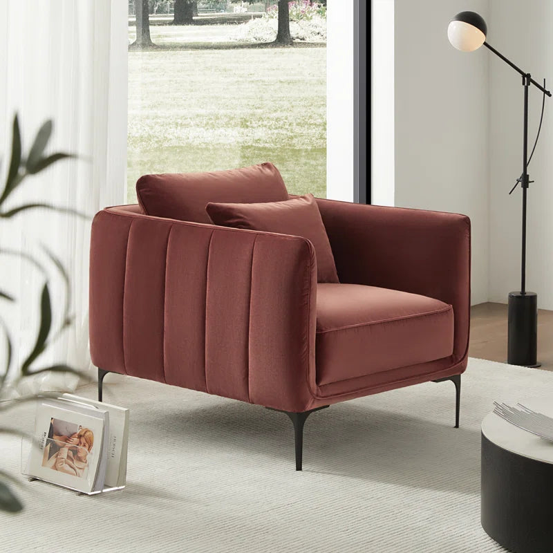 Rae Upholstered Armchair Reddish Brown Velvet