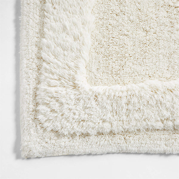 Raffee White Fluffy Cotton Bath Mat