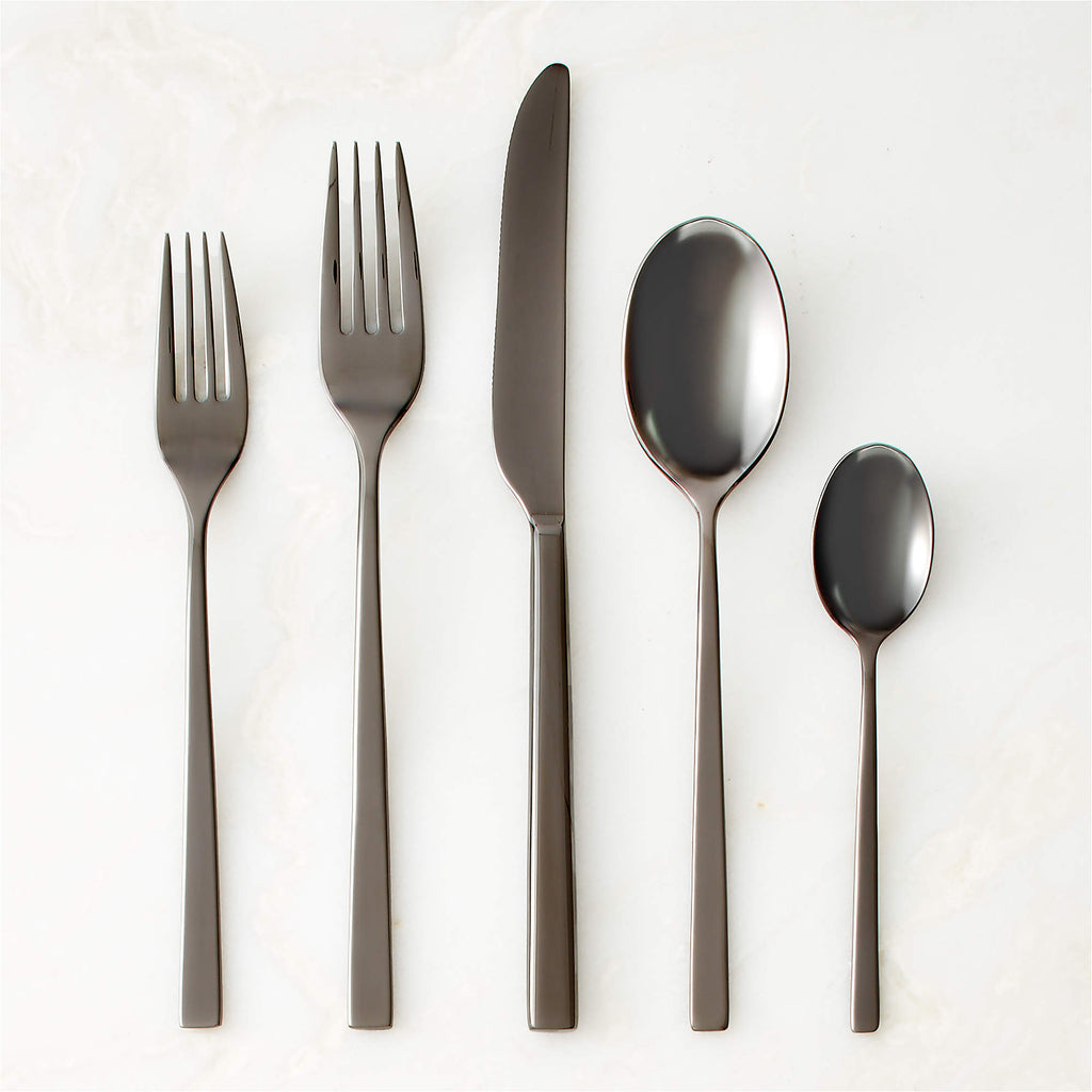 Rebbio 5-Piece Brushed Black Flatware Set
