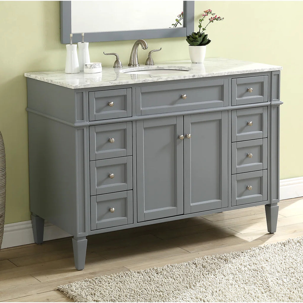 Rivers 48'' Single Bathroom Vanity with Carrara Marble Top Grey
