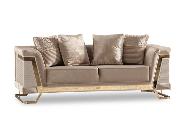 Rixos Sienna Loveseat Velvet Beige & Gold