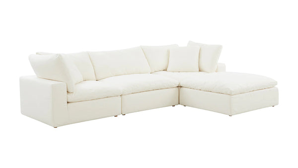 Cloud Style 4-Piece Modular Large Sectional- Cream Linen