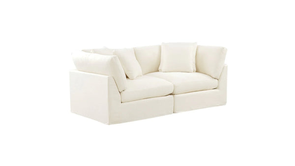 Cloud Style 2-Piece Modular Sofa Large Cream Linen
