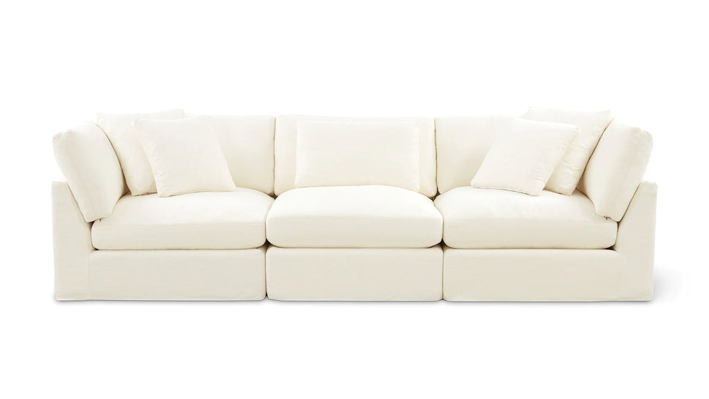 Cloud Style 3-Piece Modular Sectional Sofa Large, Cream Linen