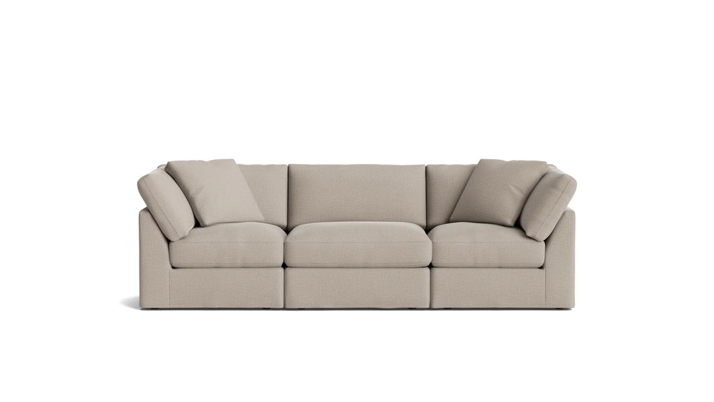Cloud Style 3-Piece Modular Standard Sectional Light Pebble