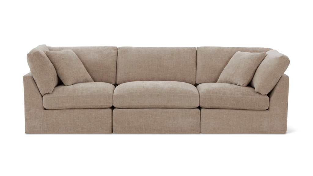 Cloud Style 3-Piece Modular Standard Sofa Champagne