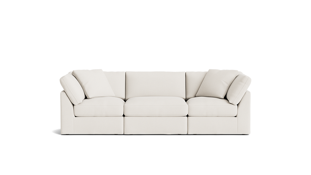 Cloud Style 3-Piece Modular Sofa Standard Cream Linen