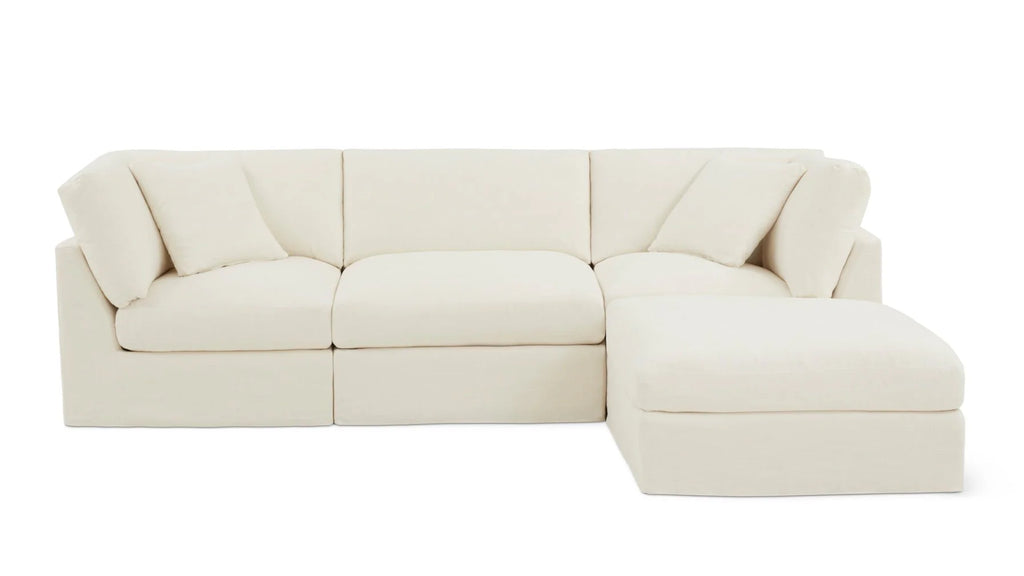 Cloud Style 4-Piece Standard Sectional Cream Linen