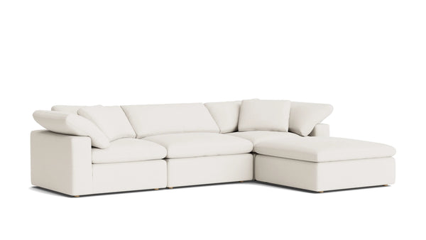 Cloud Style 4-Piece Modular Sectional Large Cream Linen