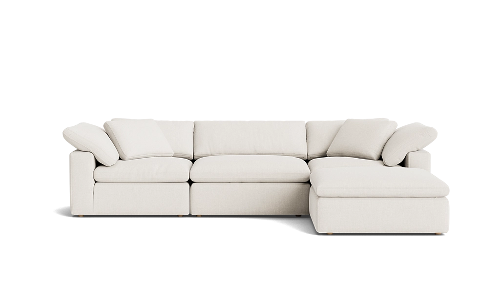 Cloud Style 4-Piece Modular Sectional Large Cream Linen