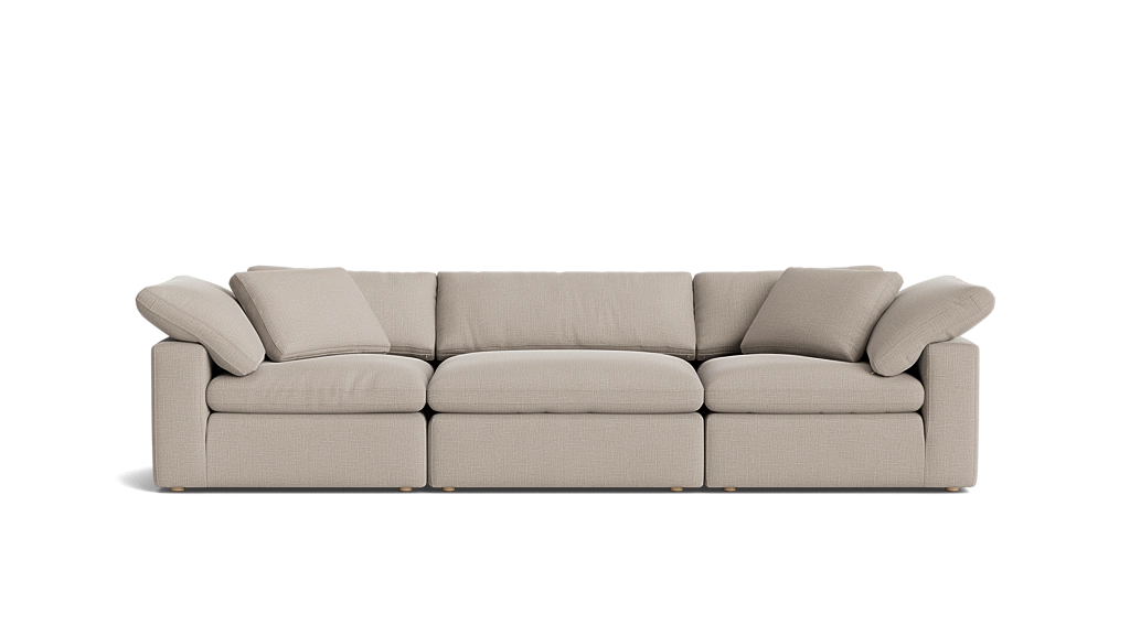 Cloud Style 3-Piece Modular Sectional Sofa Large Light Pebble
