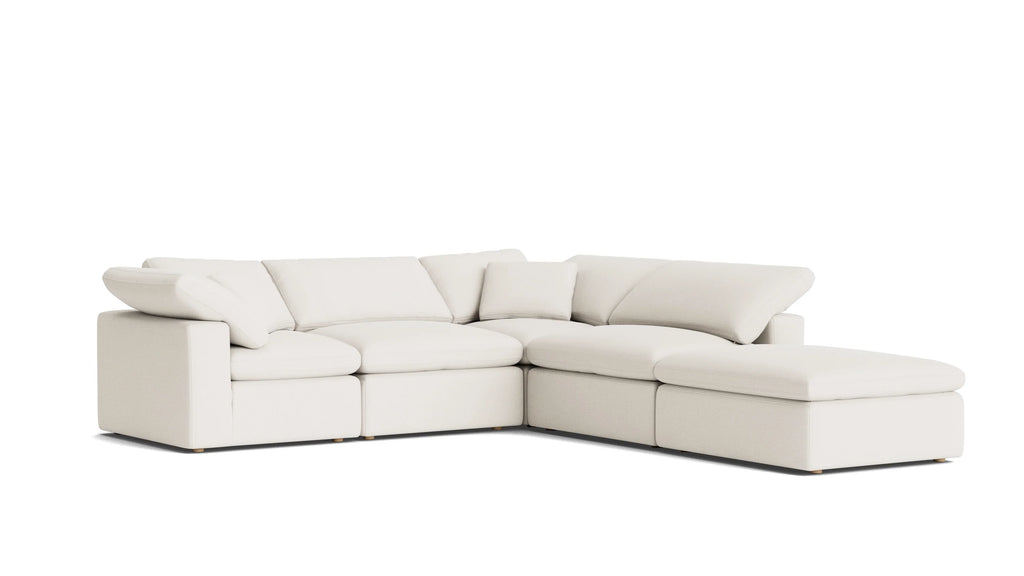 Cloud Style 5-Piece Sectional Standard Cream Linen