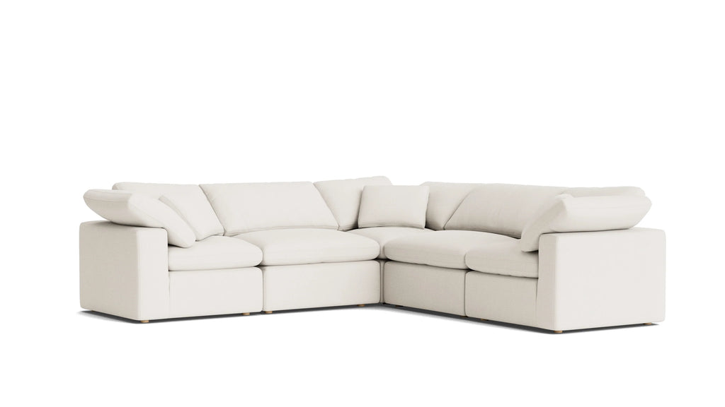 Cloud Style 5-Piece Sectional Large Cream Linen