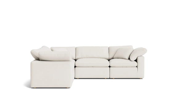 Cloud Style 5-Piece Sectional Large Cream Linen