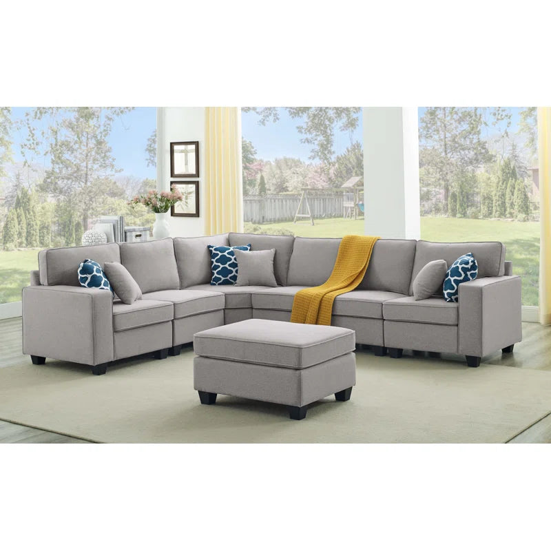 Samual 7 - Piece Upholstered Sectional Light Grey