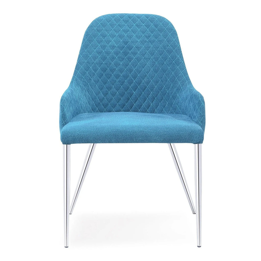 Santana Dining Chair- Blue Fabric Chrome Legs