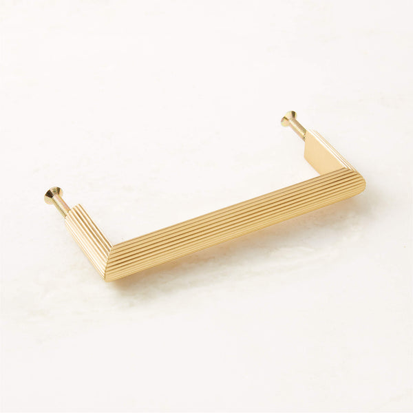 Curveaux Scored Brushed Brass Cabinet Handle 4''