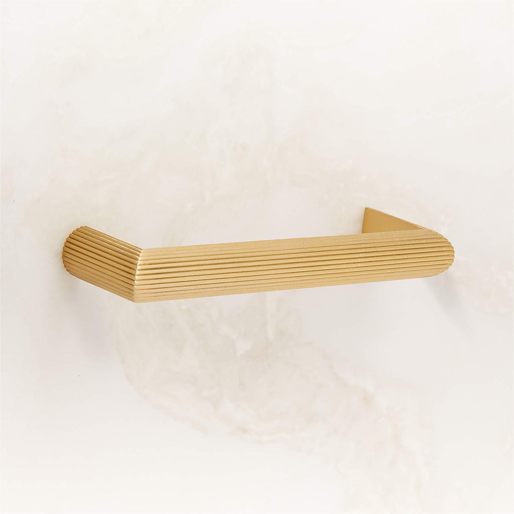 Curveaux Scored Brushed Brass Cabinet Handle 4''