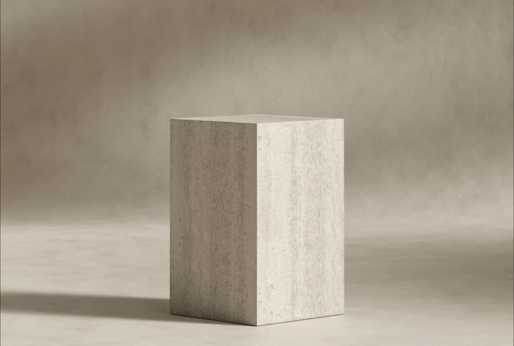 White Travertine Ceramic Side Table