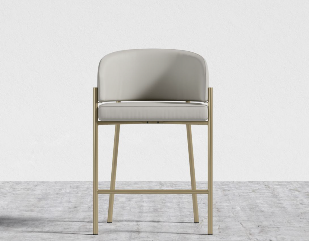 Solana Counter Stool Trento Taupe Leather/Brass