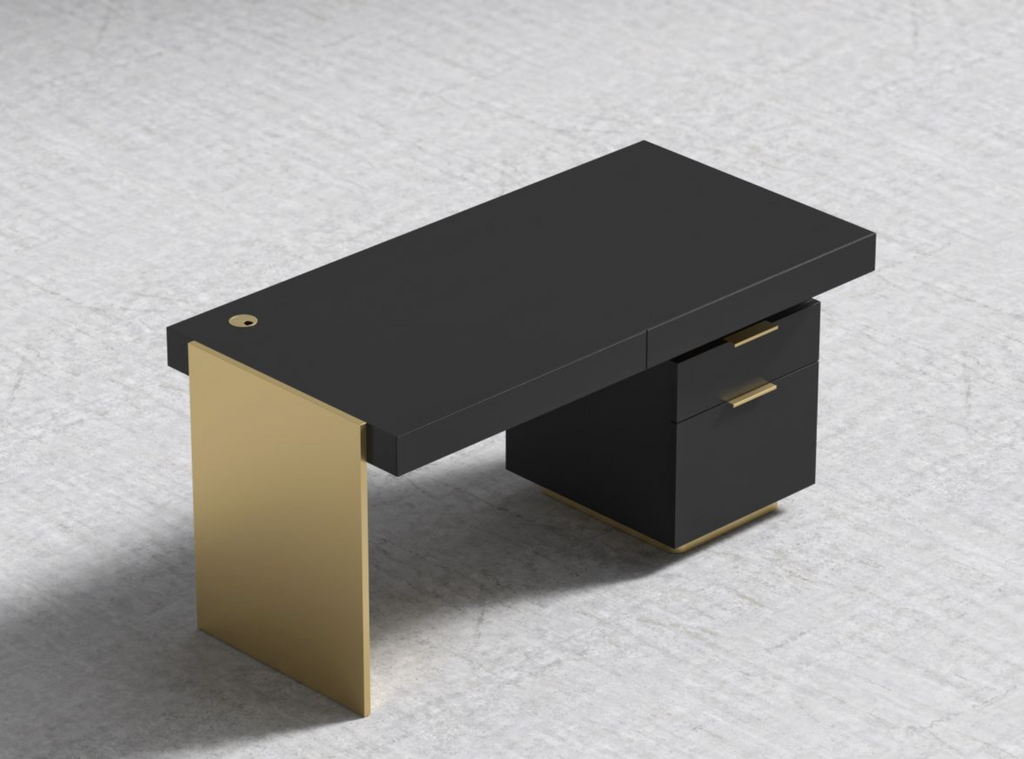 Arlo Desk Black/Brushed Brass