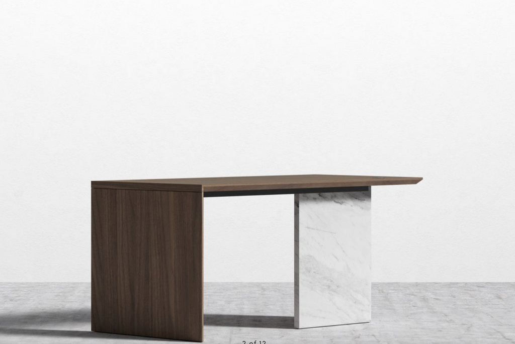 Gia 63" Desk Walnut/White Marble