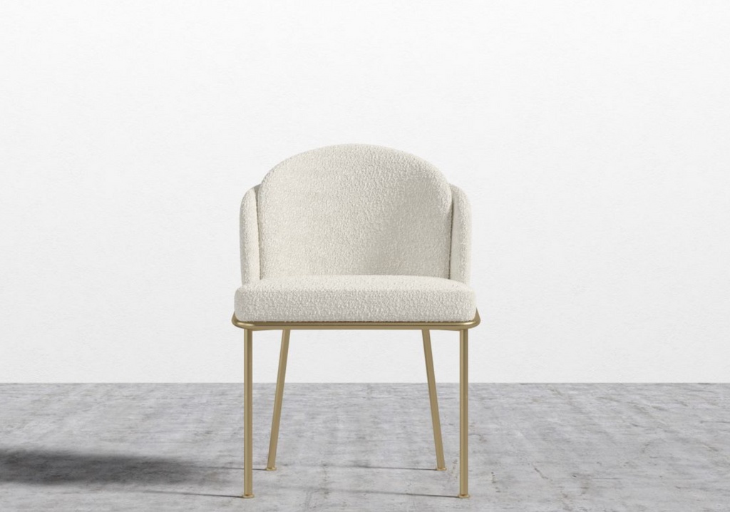 Angelo Dining Chair Boucle Pearl/ Brass