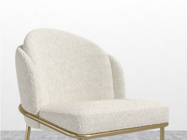 Angelo Dining Chair Boucle Pearl/ Brass