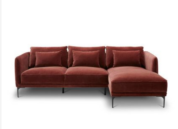 Rae 2 -Piece Right Facing Sectional Velvet Cinnamon