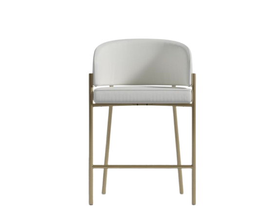 lana Counter Stool Trento Eggshell Leather/Brass Base