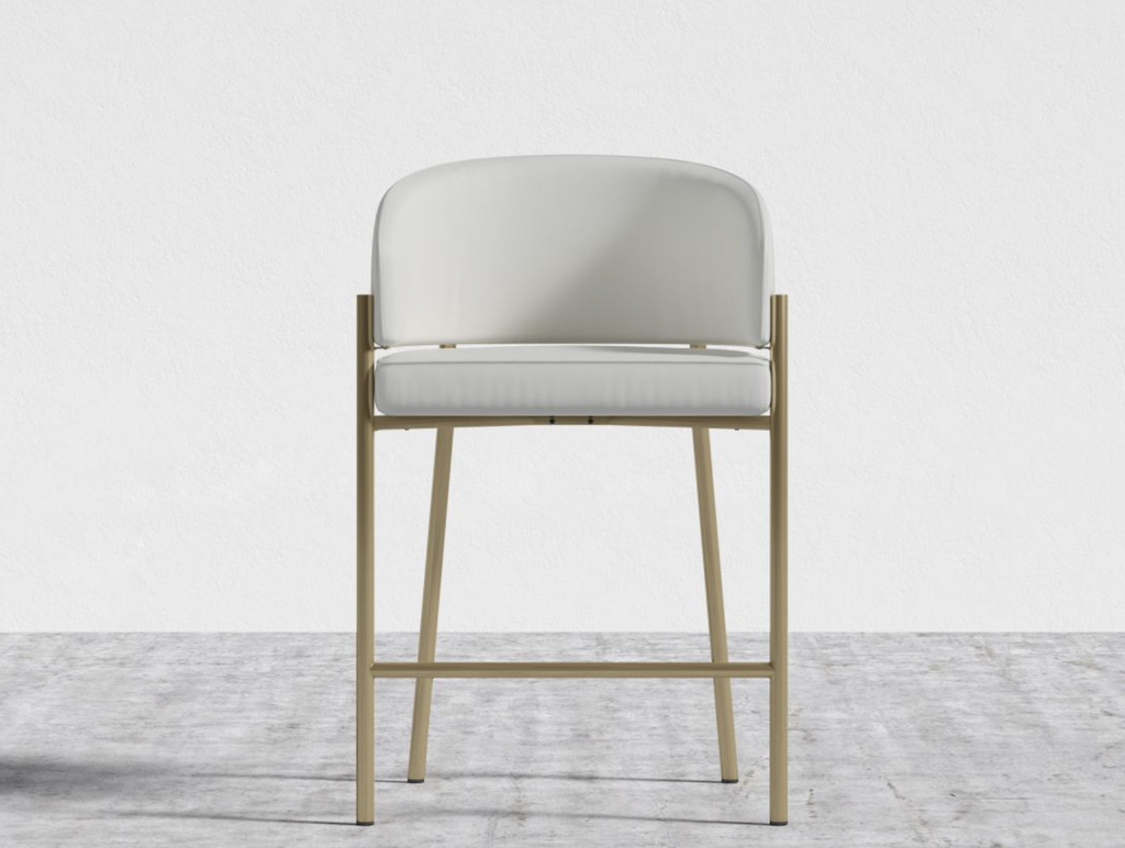 Solana Counter Stool Trento Eggshell Leather/Brass Base