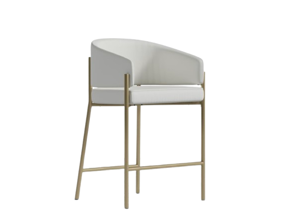 lana Counter Stool Trento Eggshell Leather/Brass Base