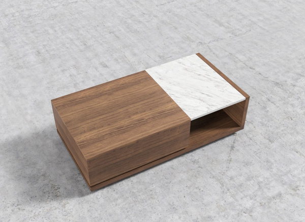 Truman Coffee Table Walnut/White Marble