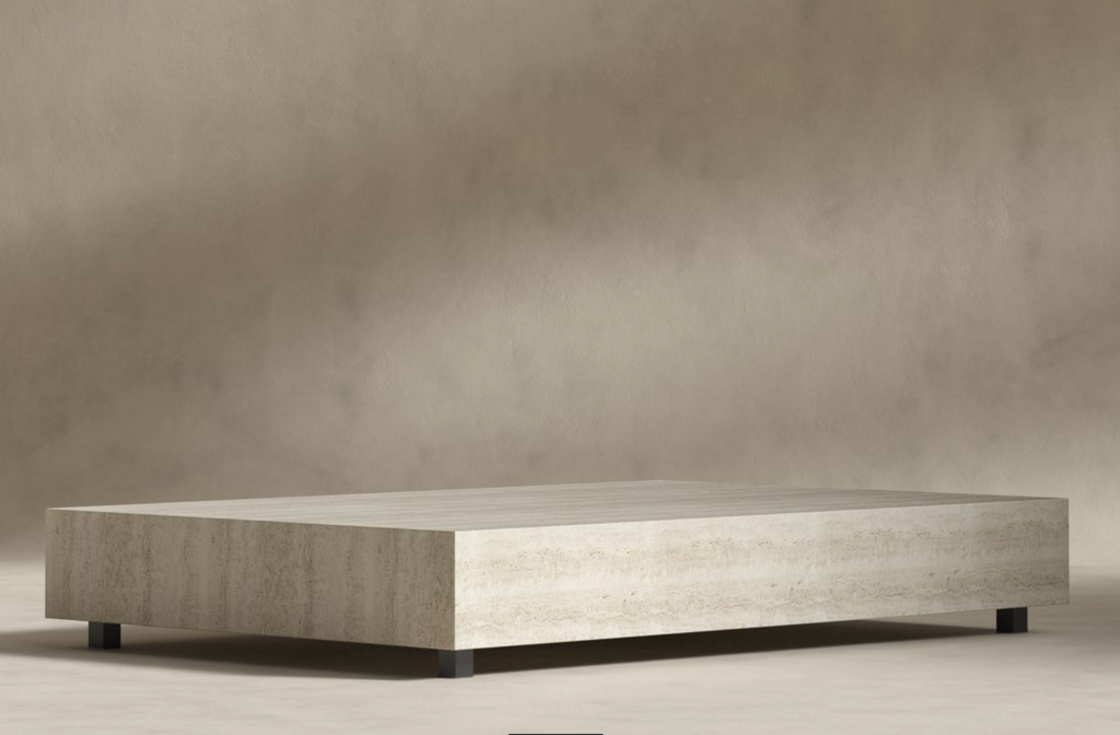 White Travertine 60" Coffee Table