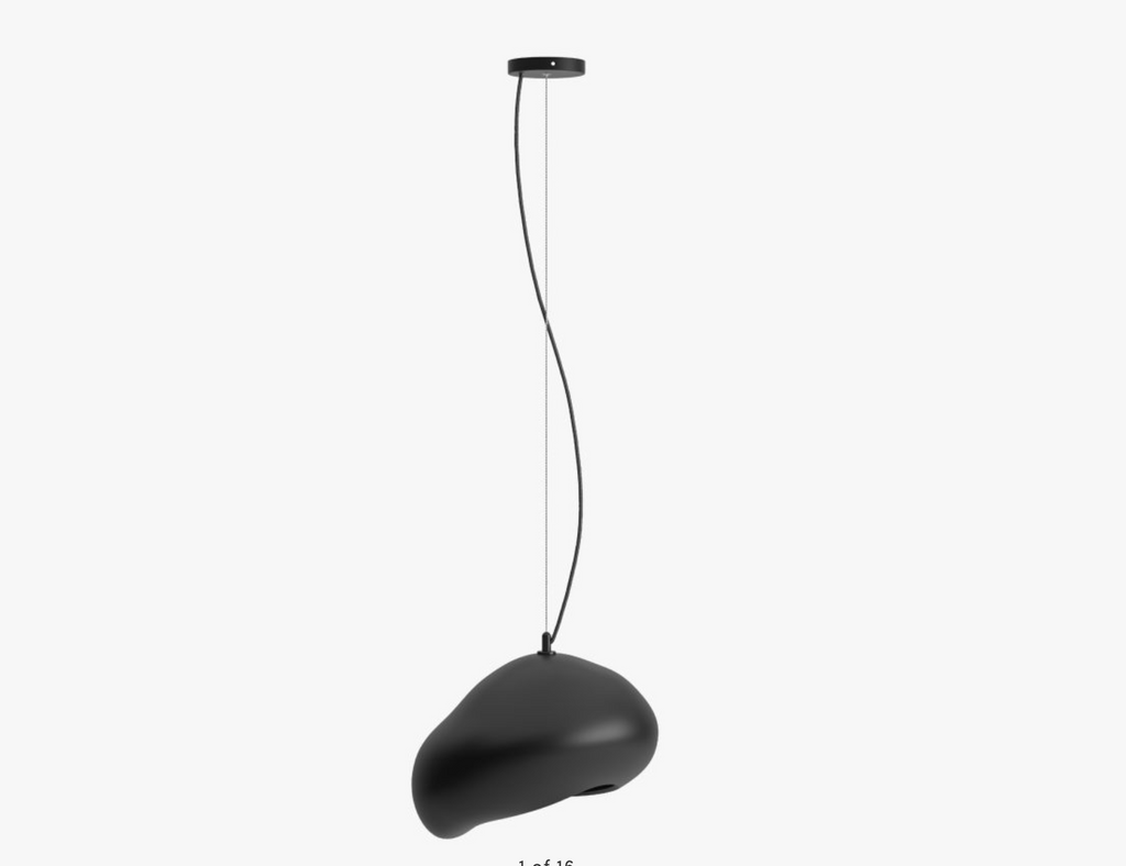 Organa Pendant Lamp Large Matte Black/White Glass