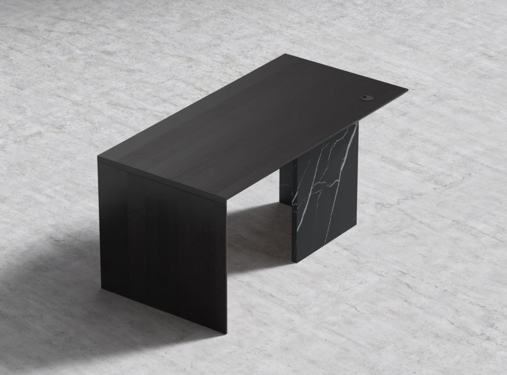 Gia Desk 88" Black Pietra Ceramic